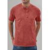 imageNITAGUT Mens Distressed Henley Shirts Retro Short Sleeve Cotton Tee Shirts Casual Button Down Washed TShirtsRed