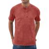 imageNITAGUT Mens Distressed Henley Shirts Retro Short Sleeve Cotton Tee Shirts Casual Button Down Washed TShirtsRed