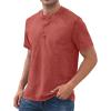 imageNITAGUT Mens Distressed Henley Shirts Retro Short Sleeve Cotton Tee Shirts Casual Button Down Washed TShirtsRed