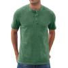 imageNITAGUT Mens Distressed Henley Shirts Retro Short Sleeve Cotton Tee Shirts Casual Button Down Washed TShirtsZ Army Green