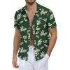 imageNITAGUT Mens Hawaiian Shirts Button Down Short Sleeve Tropical Vacation Beach Shirts with PocketDark Green  Flowers