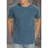 imageNITAGUT Mens Premium Cotton Crew Neck TShirt Fresh Classic TeeA Heather Blue