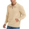 imageNITAGUT Mens Quarter Zip Sweatshirt Long Sleeve Waffle Pullover Sweatshirt with PocketBeige