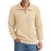 imageNITAGUT Mens Quarter Zip Sweatshirt Long Sleeve Waffle Pullover Sweatshirt with PocketBeige