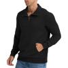 imageNITAGUT Mens Quarter Zip Sweatshirt Long Sleeve Waffle Pullover Sweatshirt with PocketBlack