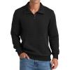 imageNITAGUT Mens Quarter Zip Sweatshirt Long Sleeve Waffle Pullover Sweatshirt with PocketBlack