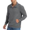 imageNITAGUT Mens Quarter Zip Sweatshirt Long Sleeve Waffle Pullover Sweatshirt with PocketDark Gray