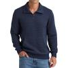 imageNITAGUT Mens Quarter Zip Sweatshirt Long Sleeve Waffle Pullover Sweatshirt with PocketNavy Blue