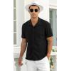 imageNITAGUT Mens Short Sleeve Shirts Casual Button Down Shirts Vacation Beach Summer Hollow Out Tops01 Black