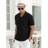 imageNITAGUT Mens Short Sleeve Shirts Casual Button Down Shirts Vacation Beach Summer Hollow Out Tops01 Black