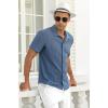 imageNITAGUT Mens Short Sleeve Shirts Casual Button Down Shirts Vacation Beach Summer Hollow Out Tops01 Blue