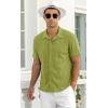imageNITAGUT Mens Short Sleeve Shirts Casual Button Down Shirts Vacation Beach Summer Hollow Out Tops01 Grass Green