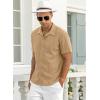imageNITAGUT Mens Short Sleeve Shirts Casual Button Down Shirts Vacation Beach Summer Hollow Out Tops01 Khaki