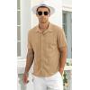 imageNITAGUT Mens Short Sleeve Shirts Casual Button Down Shirts Vacation Beach Summer Hollow Out Tops01 Khaki