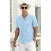 imageNITAGUT Mens Short Sleeve Shirts Casual Button Down Shirts Vacation Beach Summer Hollow Out Tops01 Light Blue