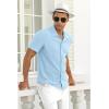 imageNITAGUT Mens Short Sleeve Shirts Casual Button Down Shirts Vacation Beach Summer Hollow Out Tops01 Light Blue