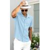 imageNITAGUT Mens Short Sleeve Shirts Casual Button Down Shirts Vacation Beach Summer Hollow Out Tops01 Light Blue