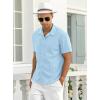 imageNITAGUT Mens Short Sleeve Shirts Casual Button Down Shirts Vacation Beach Summer Hollow Out Tops01 Light Blue
