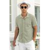 imageNITAGUT Mens Short Sleeve Shirts Casual Button Down Shirts Vacation Beach Summer Hollow Out Tops01 Light Green