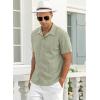 imageNITAGUT Mens Short Sleeve Shirts Casual Button Down Shirts Vacation Beach Summer Hollow Out Tops01 Light Green