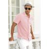 imageNITAGUT Mens Short Sleeve Shirts Casual Button Down Shirts Vacation Beach Summer Hollow Out Tops01 Pink
