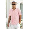 imageNITAGUT Mens Short Sleeve Shirts Casual Button Down Shirts Vacation Beach Summer Hollow Out Tops01 Pink