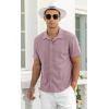imageNITAGUT Mens Short Sleeve Shirts Casual Button Down Shirts Vacation Beach Summer Hollow Out Tops01 Purple