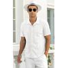 imageNITAGUT Mens Short Sleeve Shirts Casual Button Down Shirts Vacation Beach Summer Hollow Out Tops01 White