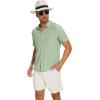 imageNITAGUT Mens Short Sleeve Shirts Casual Button Down Shirts Vacation Beach Summer Hollow Out Tops02 Light Green