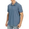 imageNITAGUT Polo Shirts for Men ShortLong Sleeve Soft Cotton Collared ShirtA Heather Blue