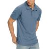 imageNITAGUT Polo Shirts for Men ShortLong Sleeve Soft Cotton Collared ShirtA Heather Blue