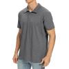 imageNITAGUT Polo Shirts for Men ShortLong Sleeve Soft Cotton Collared ShirtA Heather Charcoal