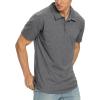 imageNITAGUT Polo Shirts for Men ShortLong Sleeve Soft Cotton Collared ShirtA Heather Charcoal