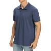 imageNITAGUT Polo Shirts for Men ShortLong Sleeve Soft Cotton Collared ShirtA Heather Navy