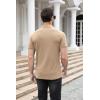 imageNITAGUT Polo Shirts for Men V Neck Slim Fit Short Sleeve Performance Golf Shirt Knit Soft TeesBeige