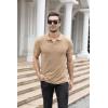 imageNITAGUT Polo Shirts for Men V Neck Slim Fit Short Sleeve Performance Golf Shirt Knit Soft TeesBeige