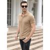 imageNITAGUT Polo Shirts for Men V Neck Slim Fit Short Sleeve Performance Golf Shirt Knit Soft TeesBeige