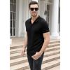 imageNITAGUT Polo Shirts for Men V Neck Slim Fit Short Sleeve Performance Golf Shirt Knit Soft TeesBlack