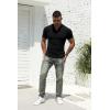 imageNITAGUT Polo Shirts for Men V Neck Slim Fit Short Sleeve Performance Golf Shirt Knit Soft TeesBlack