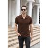 imageNITAGUT Polo Shirts for Men V Neck Slim Fit Short Sleeve Performance Golf Shirt Knit Soft TeesBrown