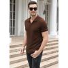 imageNITAGUT Polo Shirts for Men V Neck Slim Fit Short Sleeve Performance Golf Shirt Knit Soft TeesBrown