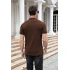 imageNITAGUT Polo Shirts for Men V Neck Slim Fit Short Sleeve Performance Golf Shirt Knit Soft TeesBrown