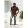 imageNITAGUT Polo Shirts for Men V Neck Slim Fit Short Sleeve Performance Golf Shirt Knit Soft TeesBrown