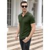 imageNITAGUT Polo Shirts for Men V Neck Slim Fit Short Sleeve Performance Golf Shirt Knit Soft TeesDark Green
