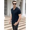 imageNITAGUT Polo Shirts for Men V Neck Slim Fit Short Sleeve Performance Golf Shirt Knit Soft TeesNavy Blue