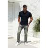 imageNITAGUT Polo Shirts for Men V Neck Slim Fit Short Sleeve Performance Golf Shirt Knit Soft TeesNavy Blue