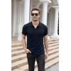 imageNITAGUT Polo Shirts for Men V Neck Slim Fit Short Sleeve Performance Golf Shirt Knit Soft TeesNavy Blue