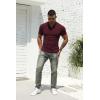imageNITAGUT Polo Shirts for Men V Neck Slim Fit Short Sleeve Performance Golf Shirt Knit Soft TeesWine Red