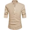imageNITAGUT Men Henley Neck Long Sleeve Daily Look Linen ShirtsKhaki