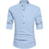 imageNITAGUT Men Henley Neck Long Sleeve Daily Look Linen ShirtsLight Blue
